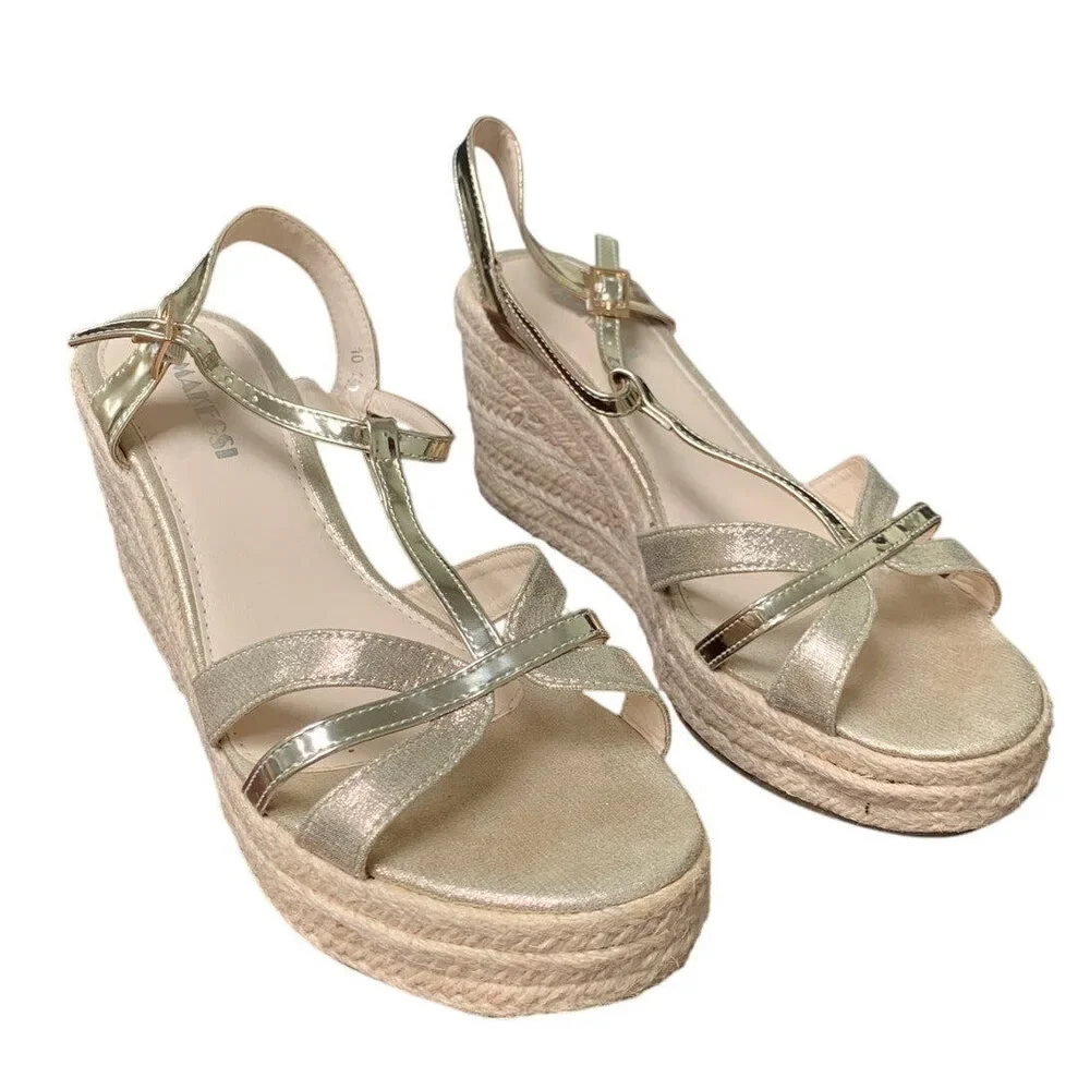 Makegsi Womens Size 10 Shiny Gold 4
